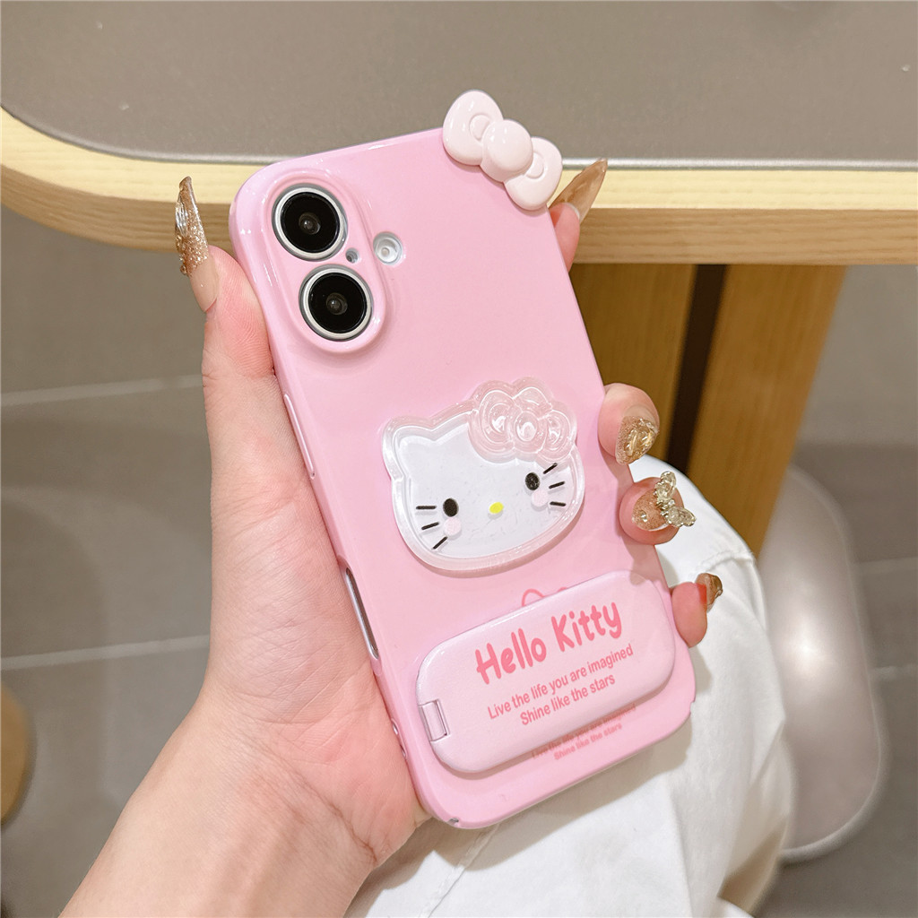 3D น่ารัก Hello Kitty หรูหรากระจกพับ bracke เคสโทรศัพท์สําหรับ Xiaomi 11 Lite 12 13 14T Pro 5G – โปรปัง
