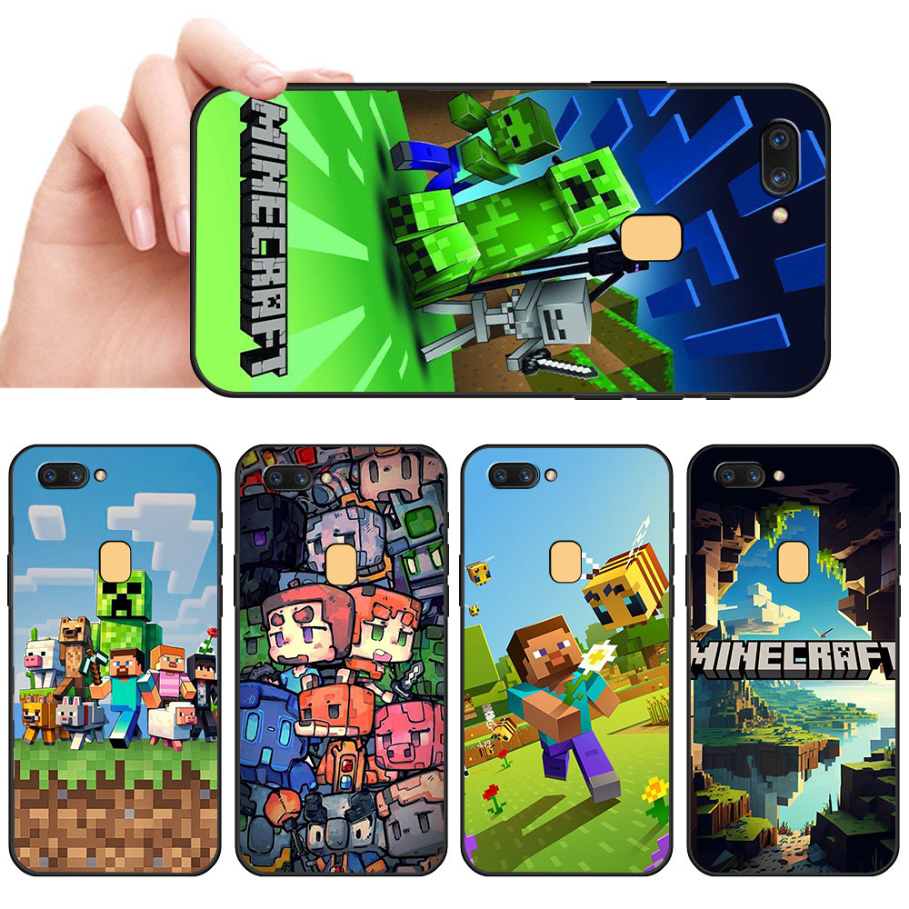 เคสโทรศัพท์สีดํานุ่มสําหรับ OPPO A5S A7 A12 A11K A12S A7X F9 Pro SX31 Minecraft เกม caseg
