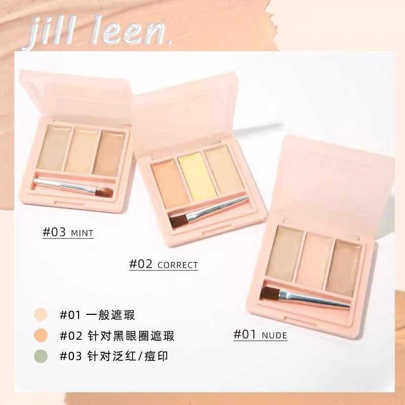 JILL LEEN Tricolor Balance คอนซีลเลอร์ Palette 3g ครีมเนื้อคอนซีลเลอร์ Dark Circles Bright