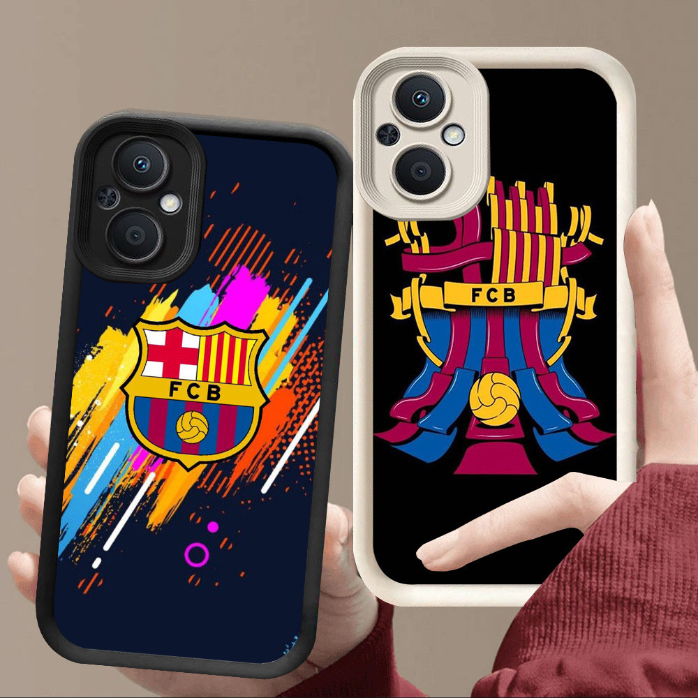 R90 Barcelona FC Casing สําหรับ OPPO Reno 8Z 7 7Z 8 Lite 5G สีดําและสีขาว