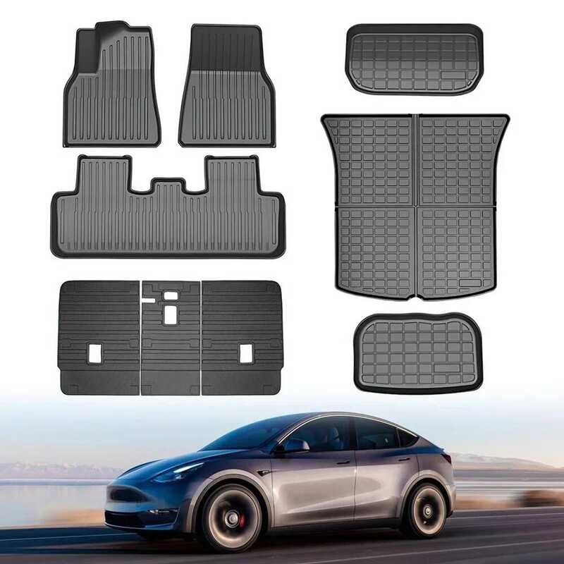 สําหรับ Tesla รุ่น Y 5 7 ที่นั่ง 2024 2023-2020 ทุกสภาพอากาศ TPE กันน้ําชั้น Trunk Cargo Liner พร้อม