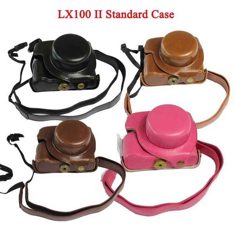 ▥ PU หนังกระเป๋ากล้องสำหรับ  Dmc-Lx100 Lx100 Dc-Lx100 II กระเป๋ากล้องพร้อมสายคล้อง