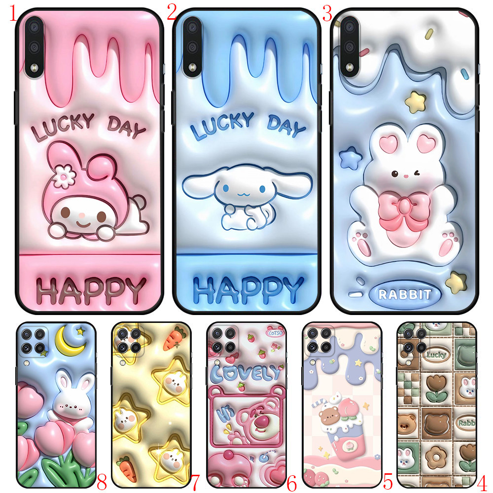 OPPO A3 A3S A5 A37 A40 A60 Neo 9 Reno 6 Pro 10 Pro Plus 8z B9 กระต่ายน้อยนุ่มสีดําเคสโทรศัพท์