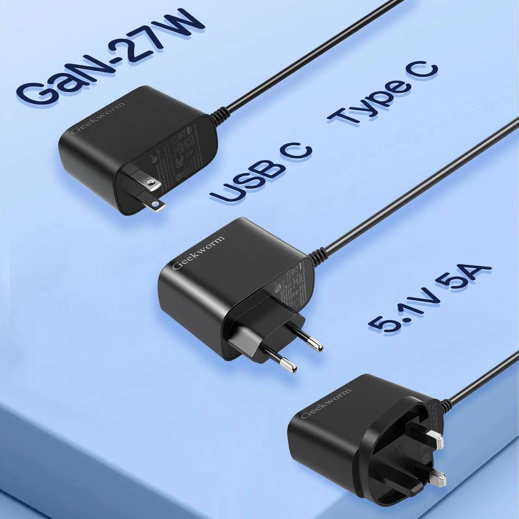 Geekworm Raspberry Pi 5 USB-C Power Adapter, GaN PD 27W Type C แหล่งจ่ายไฟสําหรับ Raspberry Pi 5