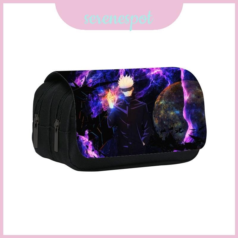 Pattern Kaisen Jujutsu Double Layer Flip Cover Student Stationery Storage กระเป๋าดินสอสําหรับใช้ในโรงเรียน