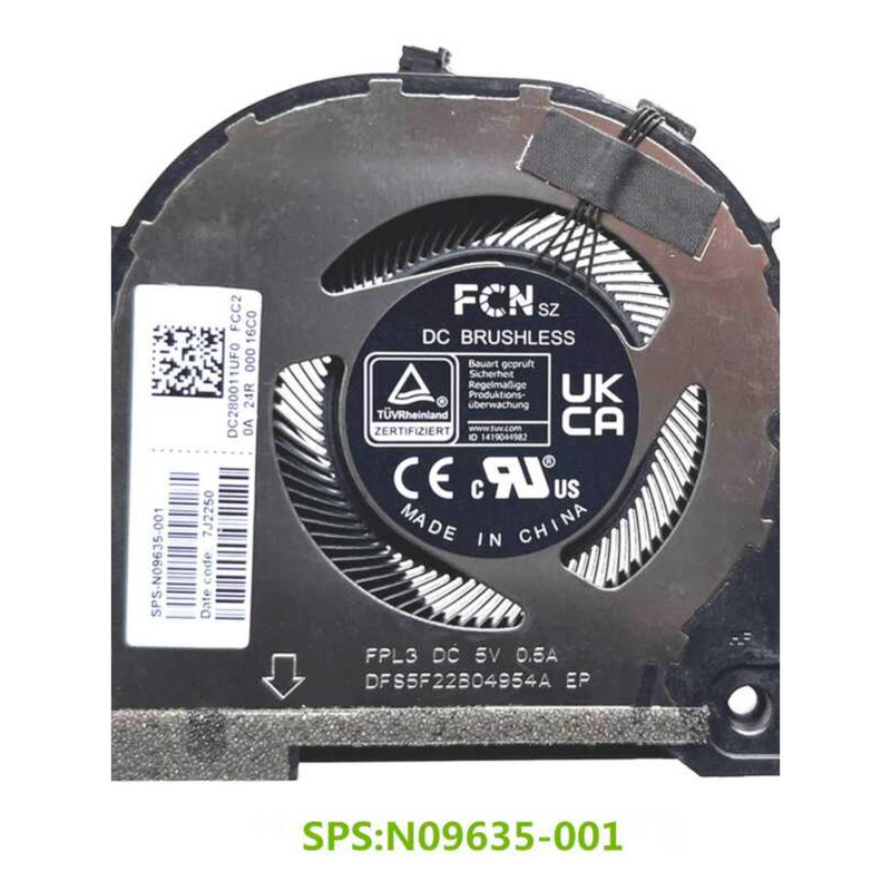 พัดลม HP/HP N09635-001 15-EY0013DX-EY0023DX ใหม่ล่าสุด TPN-C157