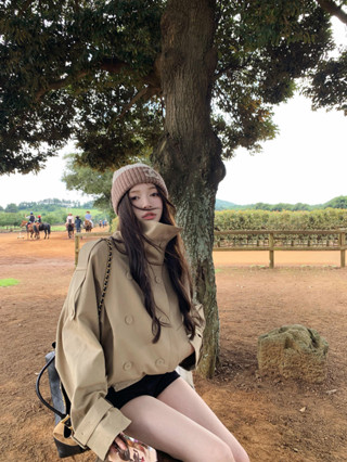 Windbreaker สไตล์อังกฤษ-retro สำหรับผู้หญิง ฤดูใบไม้ร่วง ทรง…