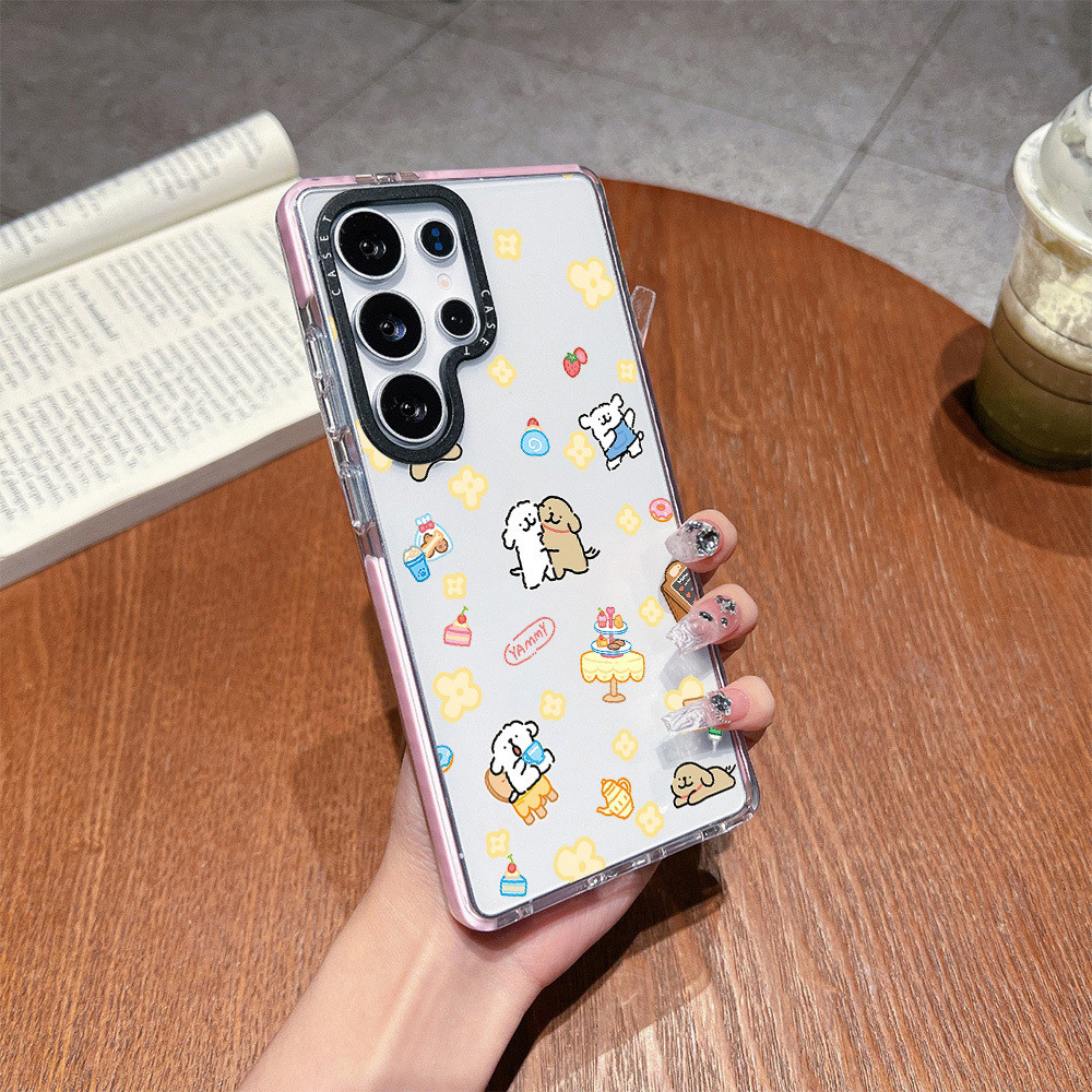 Maltese น่ารักขนมเค้กเส้นลูกสุนัขสําหรับ Galaxy S23 S24FE S23ULTRA S24ULTRA S25ULTRA ฝาครอบ A54 A55 