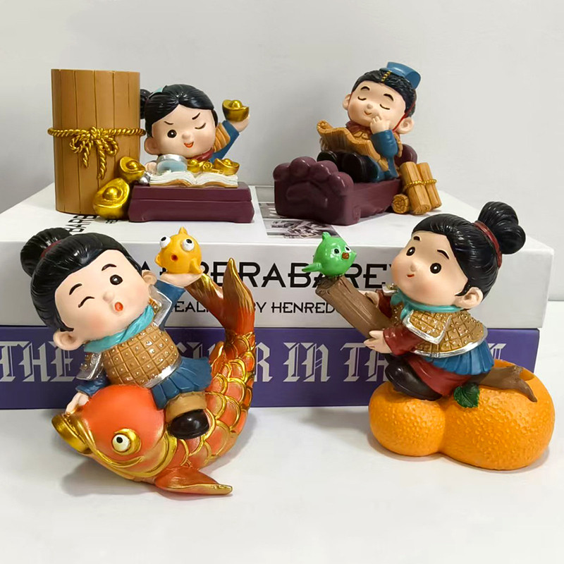 รุ่น Q Xian Qin Terracotta Warriors Cultural Creative Doll Office Desktop น่ารักรูปตุ๊กตาตกแต่งของขว