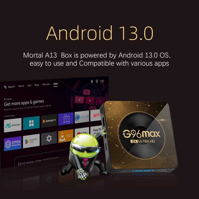 ▥ G96 Max Android 13 8Kกล่องสมาร์ททีวีamlogic Rk3528 2.4Gและ5g 4Gb 64Gb Bt5.0 Wifi6 Av1 วิดีโอm