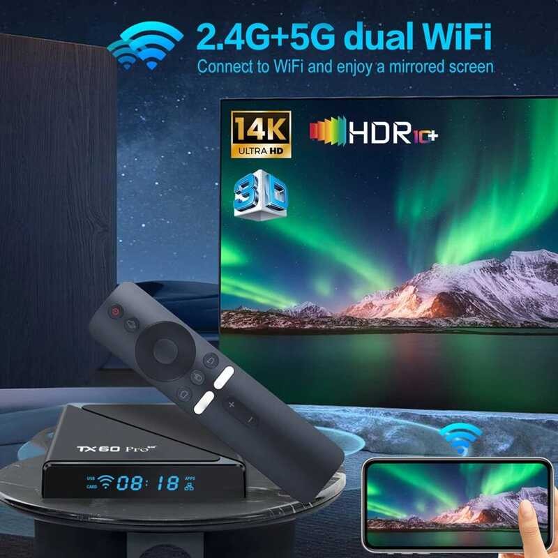 ▥ Android 16 กล่องสมาร์ททีวีallwinner H313 Quad Core 14K 2.4G/5G Dual Wifi Media