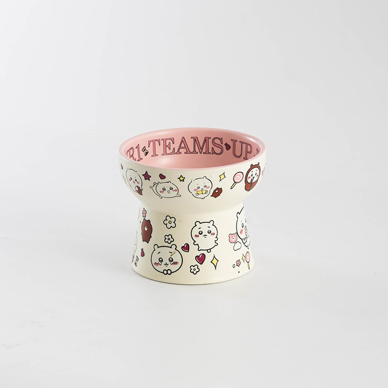 Cat Bowl Food Dog Food Food พิเศษสำหรับสัตว์เลี้ยง, เท้าสูง, อาหารเอียง, น้ำ, การป้องกันคอ, คางสีดำ