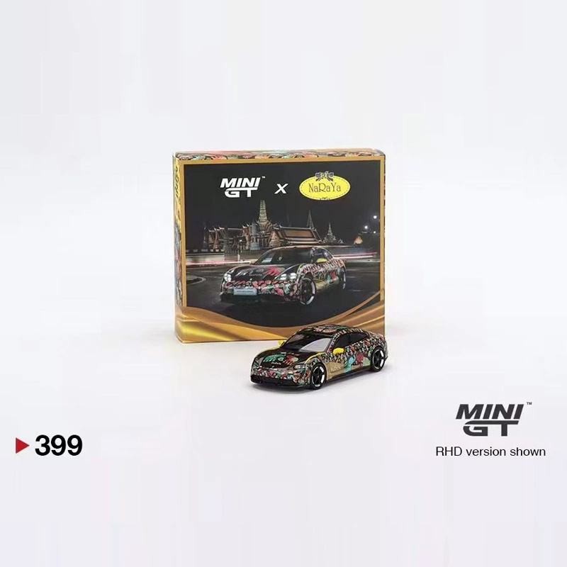พร้อมสต็อก TSM MINIGT 1: 64 Porsche Taycan Turbo S Thailand Limited Alloy Car Model Limited Edition 
