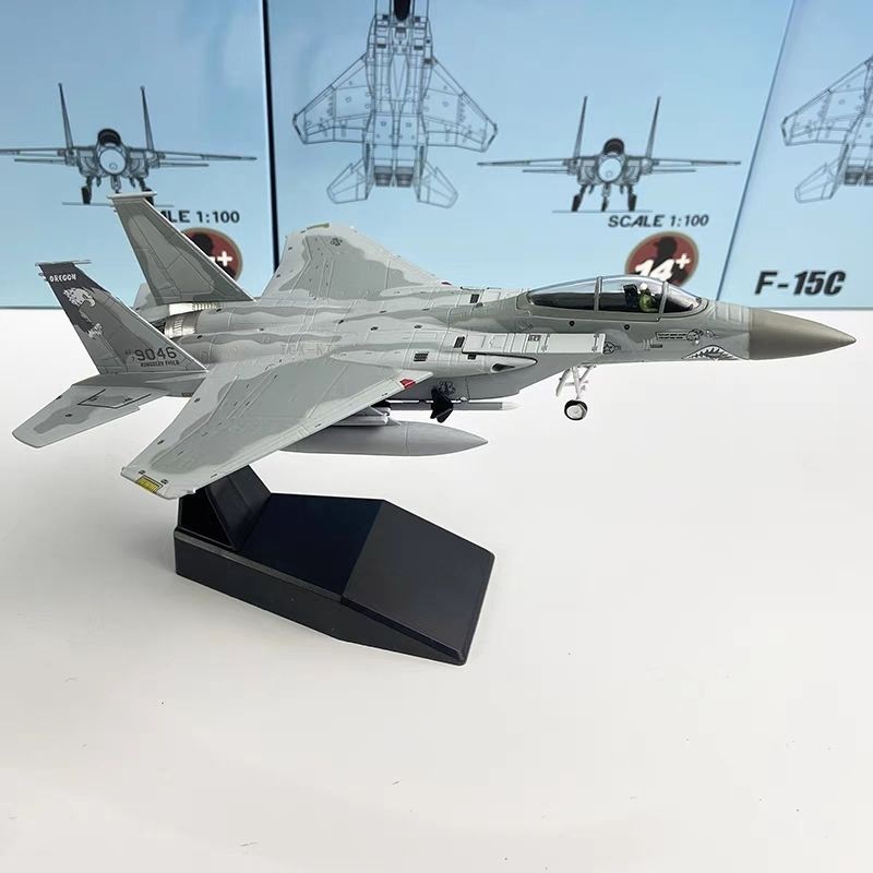 1/100 US Army F-15C Strike Fighter F15 Eagle Shark ภาพวาดจําลองผลิตภัณฑ์สําเร็จรูปโลหะผสมเครื่องบินร
