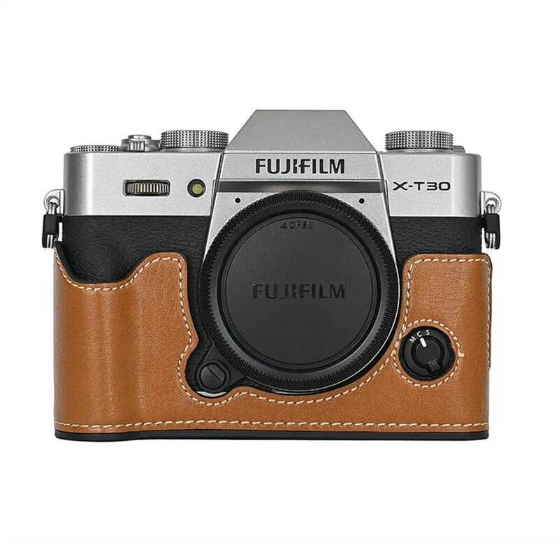 ▥ กระเป๋ากล้อง PU หนัง Half Body Case สําหรับ Fujifilm Xt30 Fuji X-T30 Xt30ii Xt10 Xt20 แบตเตอร