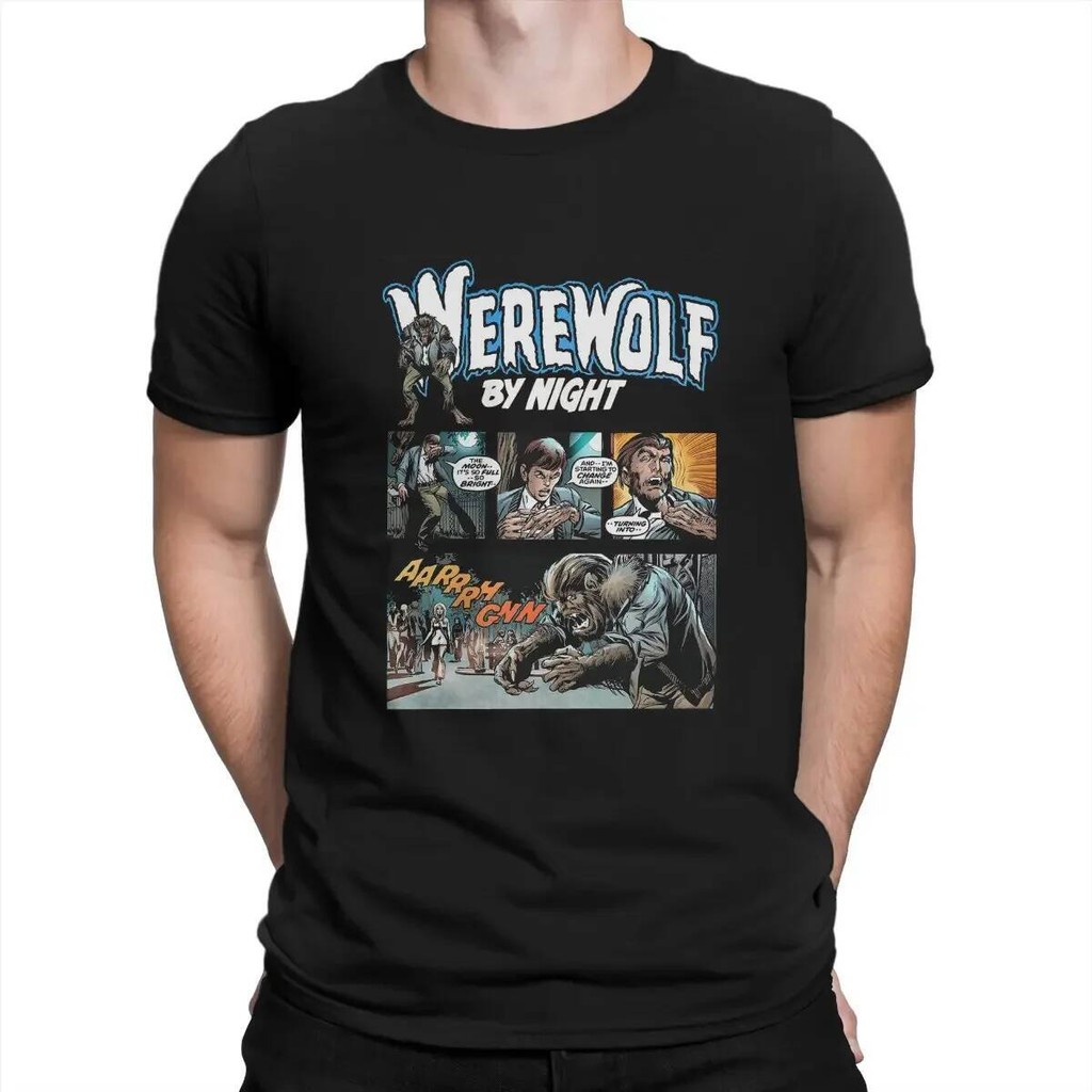 เสื้อยืดกราฟิก Werewolf by Night สำหรับผู้ชาย สไตล์ streetwear สำหรับคนชอบแฟชั่นเฉพาะทาง