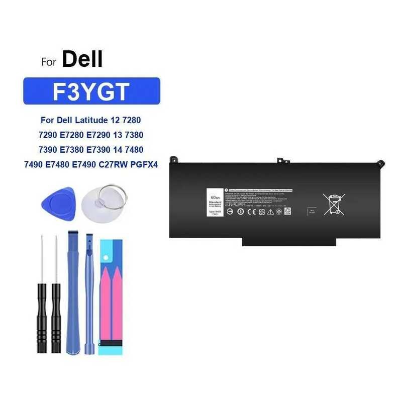 Battery F3YGT 7800mAh For Dell Latitude 12 7280 7290 E7280 E7290 13 7380 7390 E7380 E7390 14 7480 74