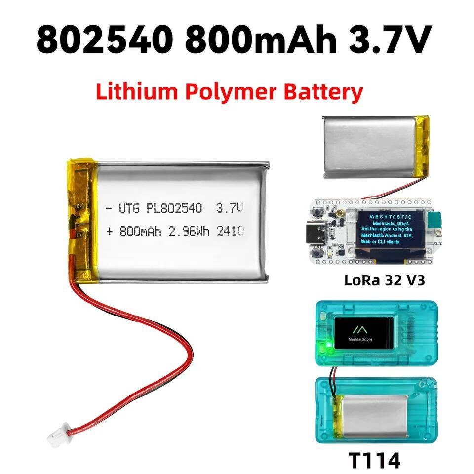 แบตเตอรี่ Lipo Heltec 3.7V 800Mah PL802540 แบตเตอรี่ลิเธียม Li Polymer แบตเตอรี่สําหรับ T114 V2 LoRa