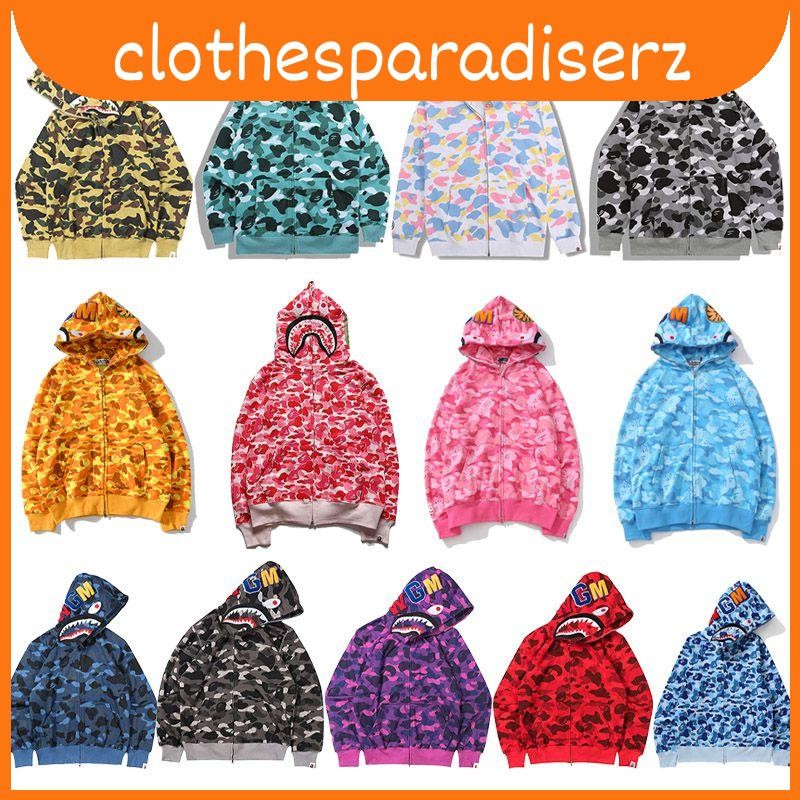 เสื้อฮู้ด Bape Up ซิปเฉพาะการออกแบบฉลามทุกวันสําหรับสวมใส่