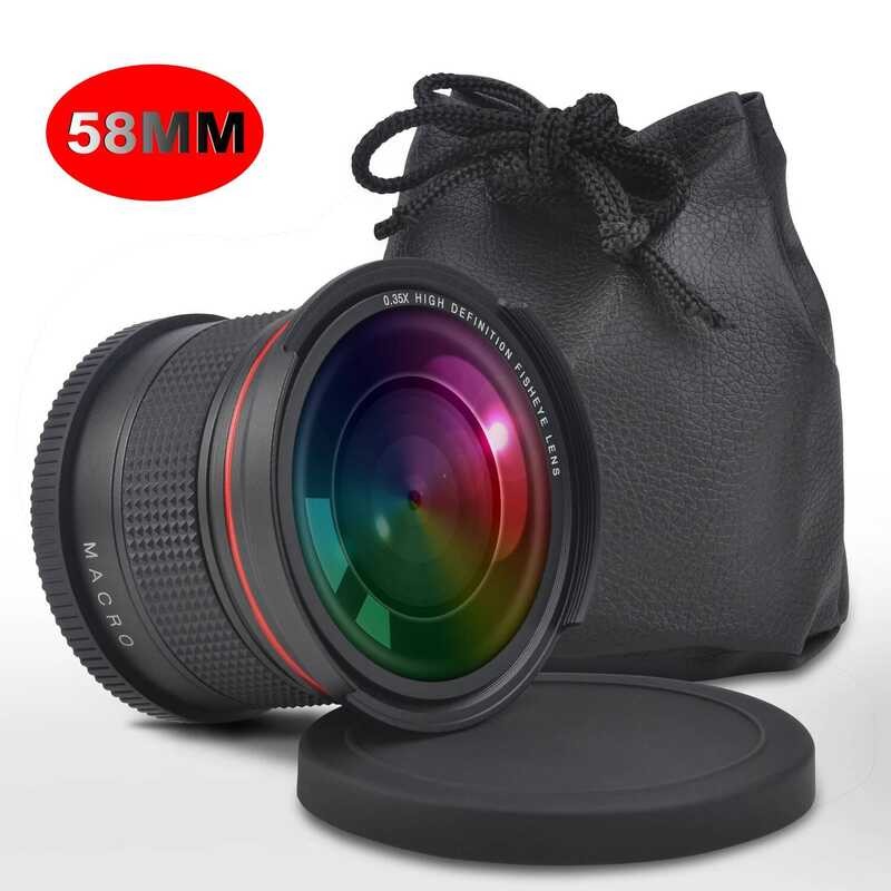 C 58Mm 0.35X Professional Fisheye Wide Camera Angle Lens For Canon 70D 77D 80D 0D T8i T7 T7i T6i T6