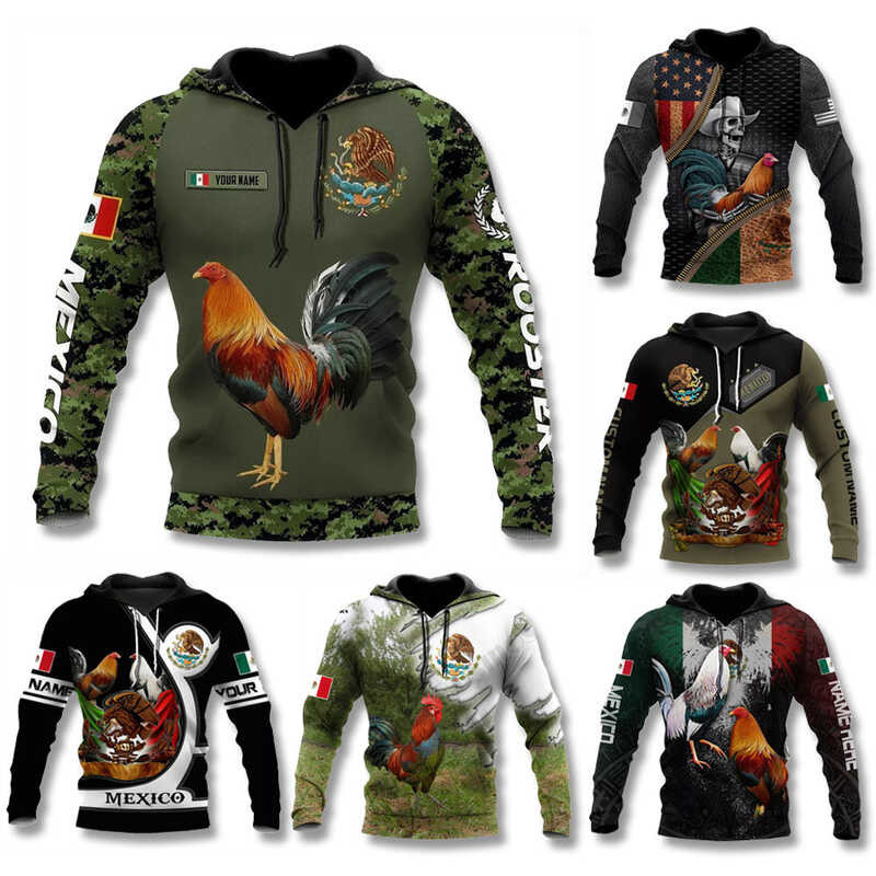 เสื้อกันหนาวพร้อมฮู้ดสำหรับผู้ชาย ออกแบบลายพิมพ์แบบ Mexicano สไตล์ยุคใหม่