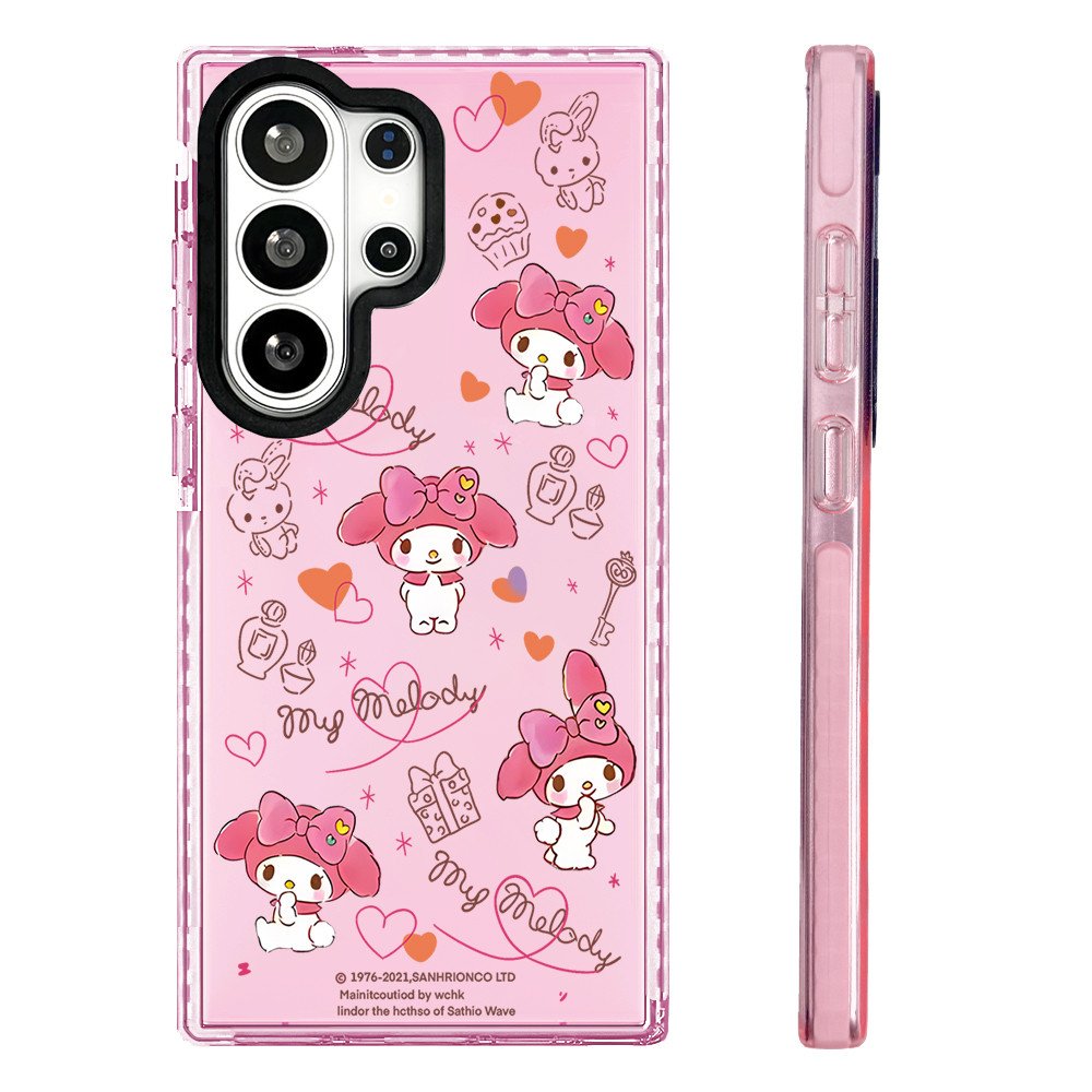 สีสําหรับ Galaxy S24FE S25FE S23ULTRA S24ULTRA S25ULTRA S26ULTRA ฝาครอบน่ารักการ์ตูน Melody Loving Heart เส้น A55 A56 S26 S23Plus สีซิลิโคนนุ่มกันชนกันกระแทก