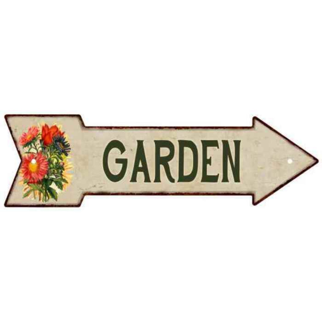 GARDEN ป้ายโลหะ 5x17 Arrow Garden Flowers Shed 205170008008