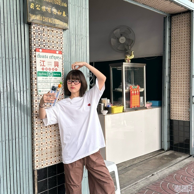 COD (จัดส่งในกรุงเทพฯ) MAO Shop  เสื้อยืดโอเวอร์ไซส์ Heart rate Oversize#56623