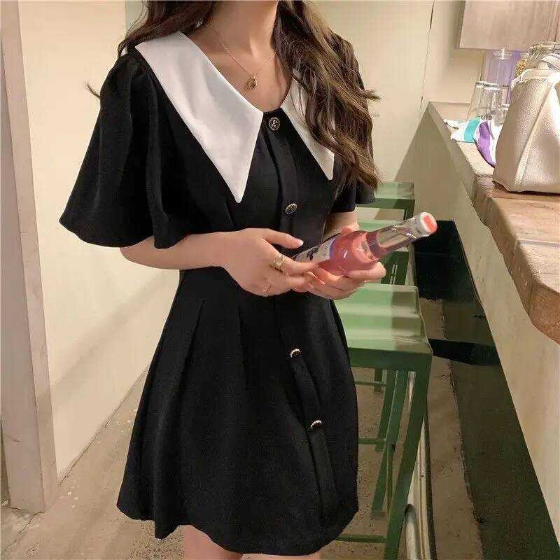 ▥ Mini สีดำผู้หญิงพัฟแขนเสื้อ Blazer ชุดผู้หญิงหลวมสไตล์เกาหลีแฟชั่นชุดลำลองเซ็กซี่ Haruku Vint
