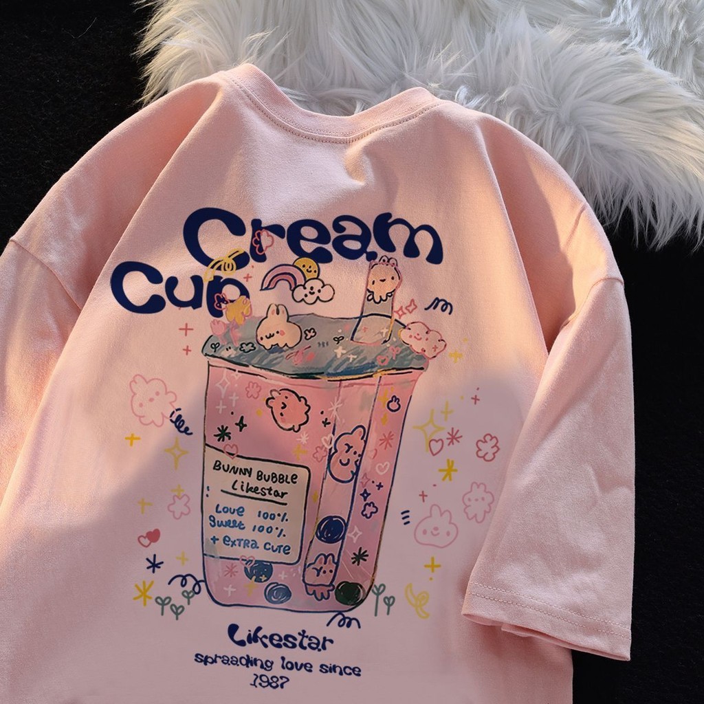เปิดตัวใหม่! JUTUI เสื้อยืดแขนสั้นสำหรับเด็กสาว ไซส์กลางถึงใหญ่ สบายๆ