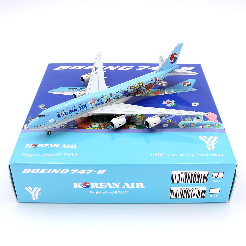 YY Wings Korean Airlines Boeing B747-8F HL7629 HL7630 เครื่องบินโลหะผสมรุ่น 1/400