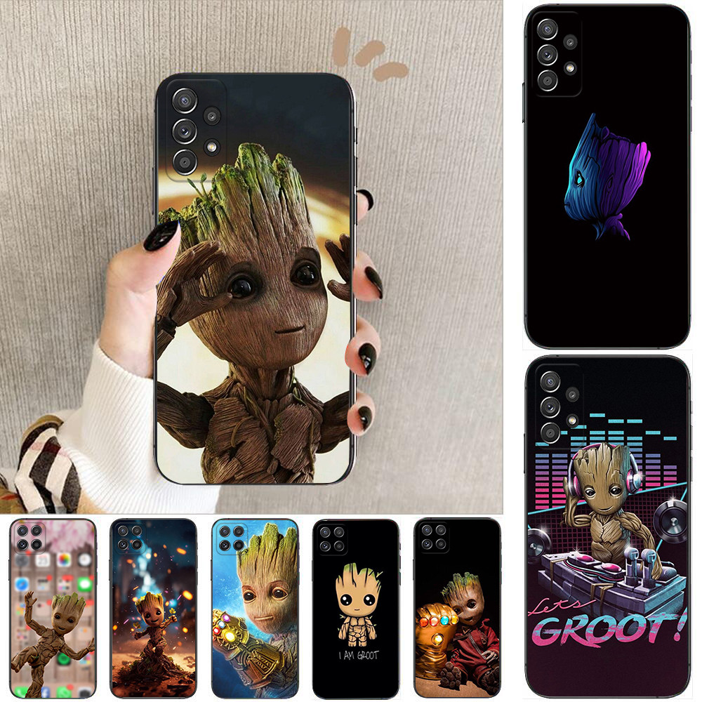 Samsung A01 EU A02 M02 F56 A03S A04 s A5 2017 A6 A7 A8 A9 Plus 2018 Z9 Groot อะนิเมะเคสโทรศัพท์สีดํา