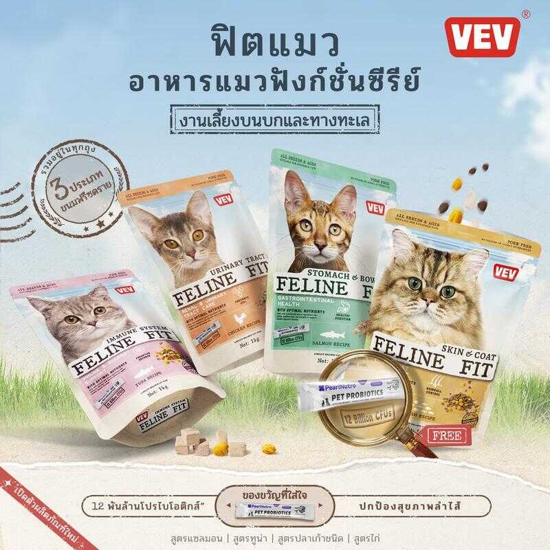 อาหารแมว VEV รสไก่ ปลาทูน่า ปลาแซลมอน อาหารเม็ดเพื่อสุขภาพ 9 ชนิด A56