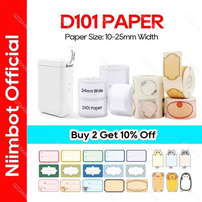 NIIMBOT D101 เครื่องพิมพ์สติกเกอร์ม้วนกระดาษ 10-25 มม.Mini สีขาวป้ายเทปกันน้ํา Pr List Tag สําหรับ N