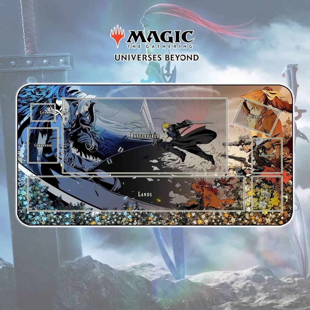 Playmat FF7 Battle - MTG Magic The Gathering x Final Fantasy Anime Battle Card Stitching Edges Mouse
