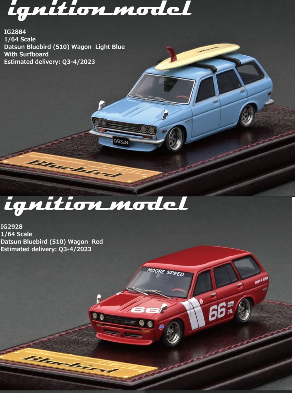 พร้อมสต็อก IG 1: 64 Datsun Bluebird Datsun Bluebird (510) โมเดลรถเรซินป้ายทอง Out of Print Car Model