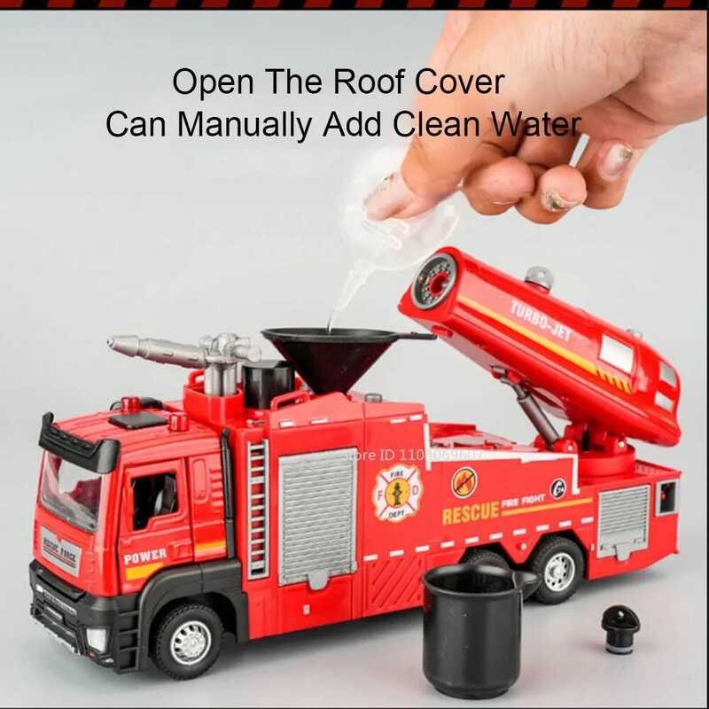 C C 1:32 Alloy Model Toy Fire Engine Cars Metal Diecast Water Engineering Vehicle Doors Opened Soun