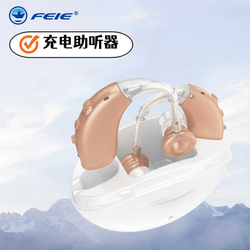 Flying Goose ผู้สูงอายุชาร์จเครื่องช่วยฟัง Dual-Ear หูหนวกไร้สายหูหลังเขา