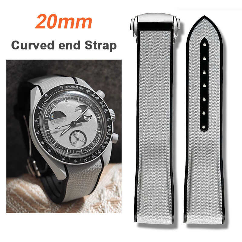 C Strap For X Swatch Joint Moonswatch 20Mm Curved End Silicone Rubber Band For Seamaster 300 Waterp