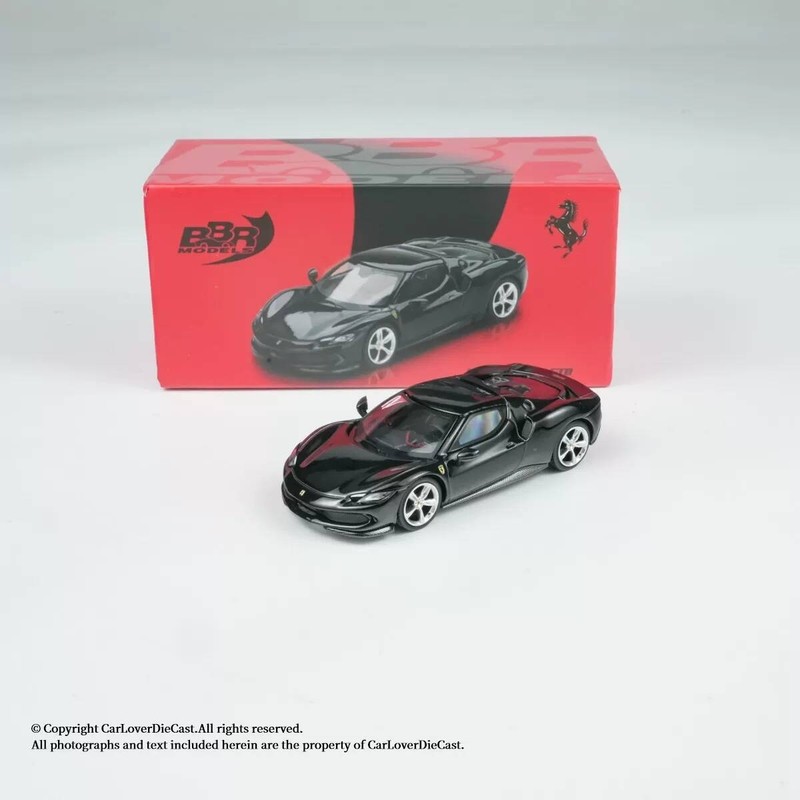 R 1: 64 Ferrari Ferrari 296 GTB โมเดลรถโลหะผสมสีดํา