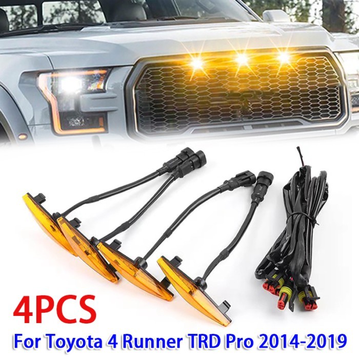 4pcs LED Car Front Grille Lights Driving Lamps for Toyota 4 Runner TRD Pro 2014-2019