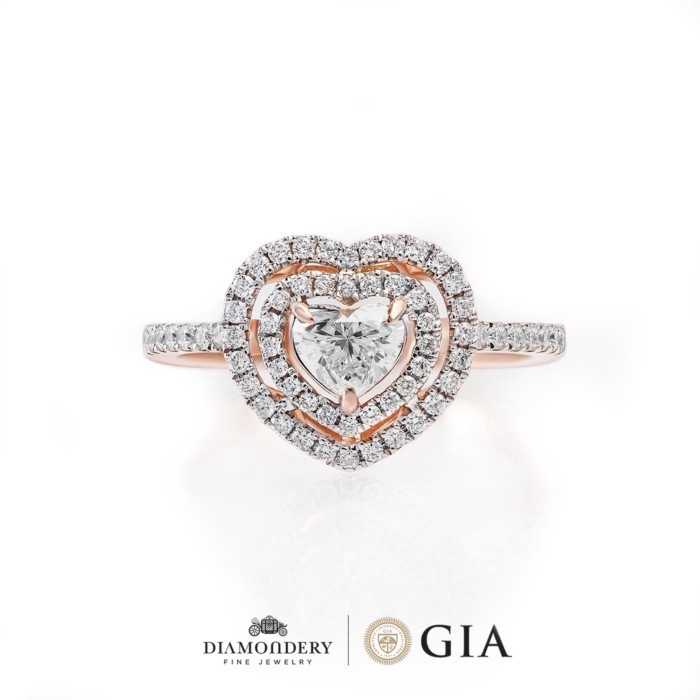 แหวนเพชรแท้ เซอร์GIA Heart Halo Diamond Ring ( Diamond Ring )