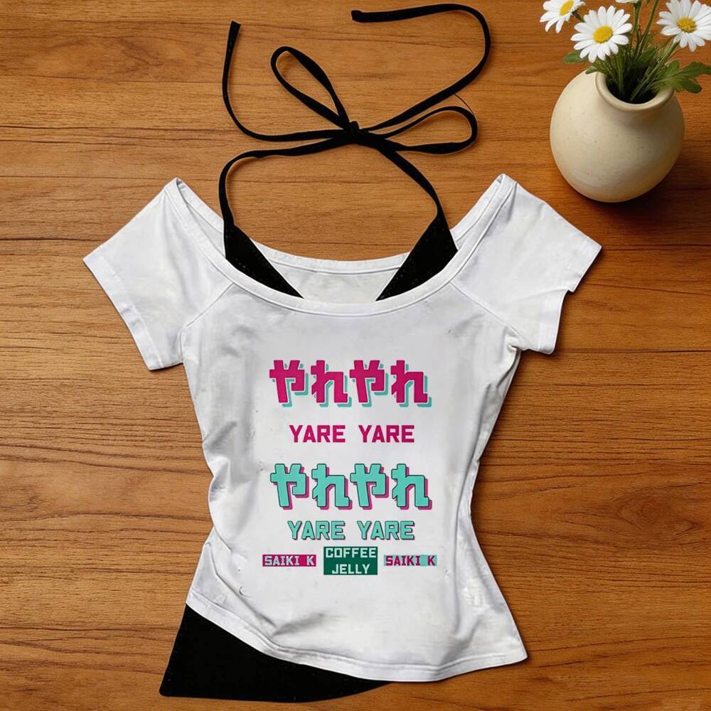 Saiki k เสื้อครอปสาวโกธิค baddie Dollette tshirt cutecore japanese Dollette goth clearance