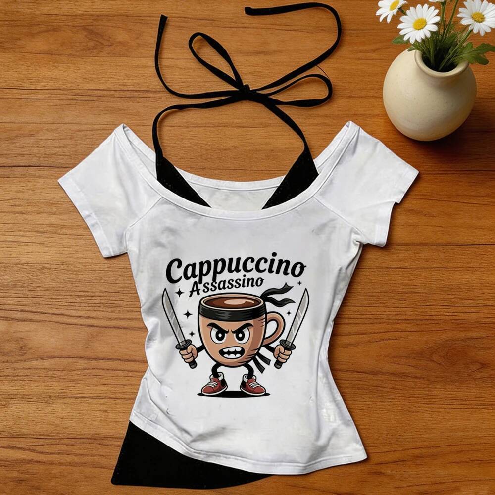 Tung Tung Sahur crop Top สุภาพสตรี streetwear อะนิเมะ meme top tees harajuku น่ารัก grunge