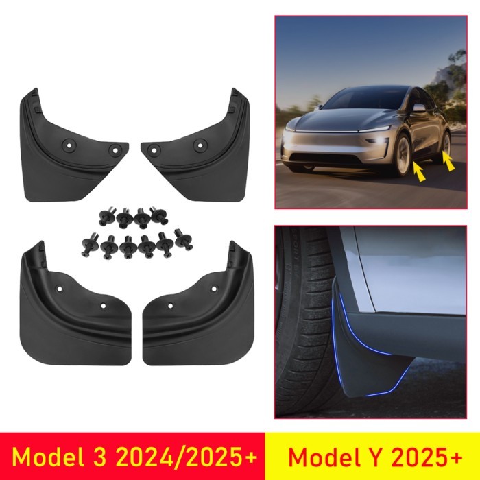 For 2025 2026 Tesla Model Y Juniper Model 3 Mud Flap Travel Accessories TPE Mudguards Fender Anti-S