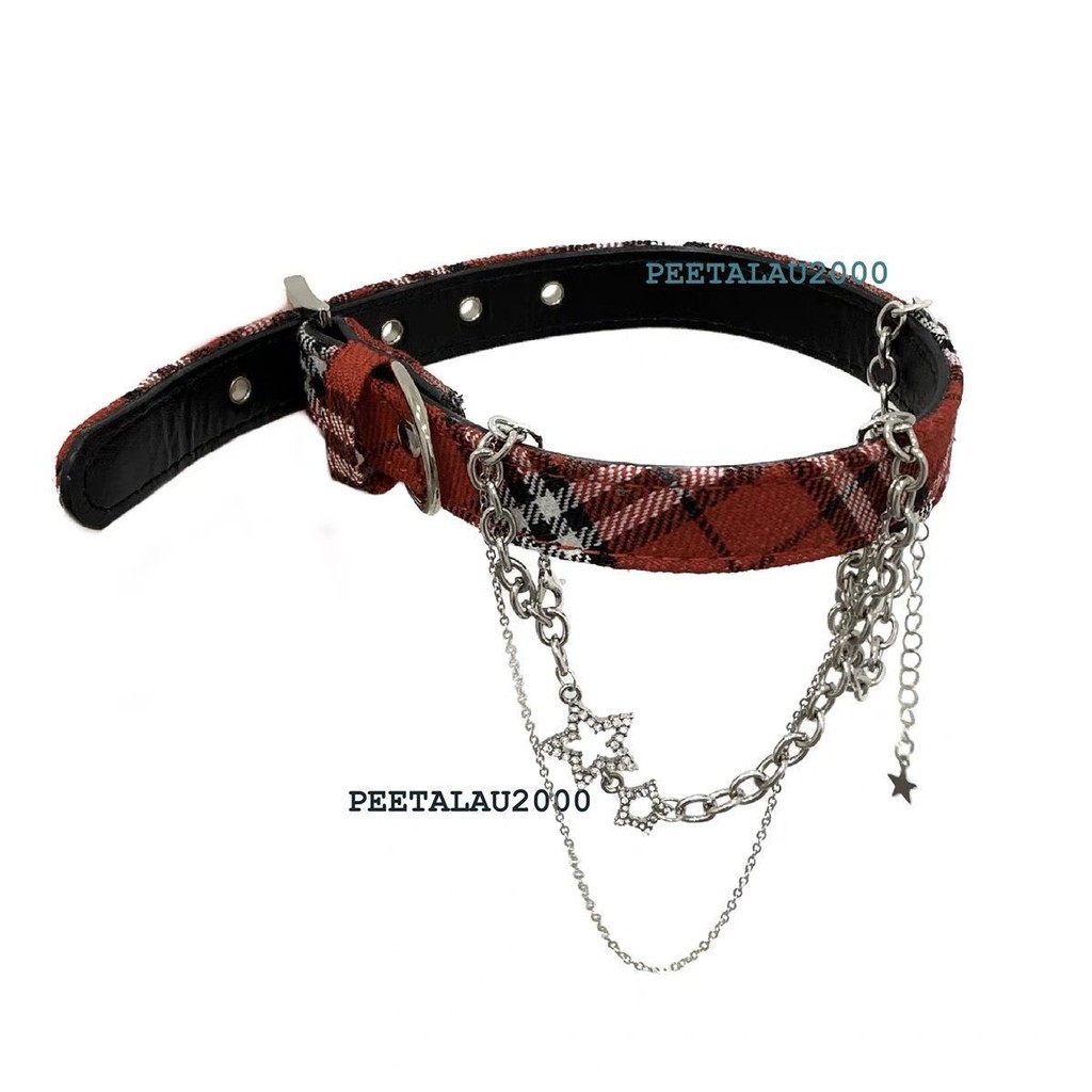 Checked Star Chain y2k Collar Diary Necklace