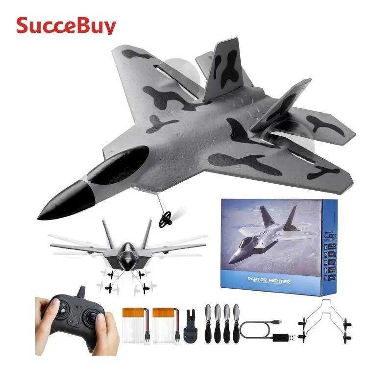C C Succebuy F-22 RC Plane 2.4G Aircraft Remote Control Flying Glider Airplane W/ 6-Axis Stabilizer