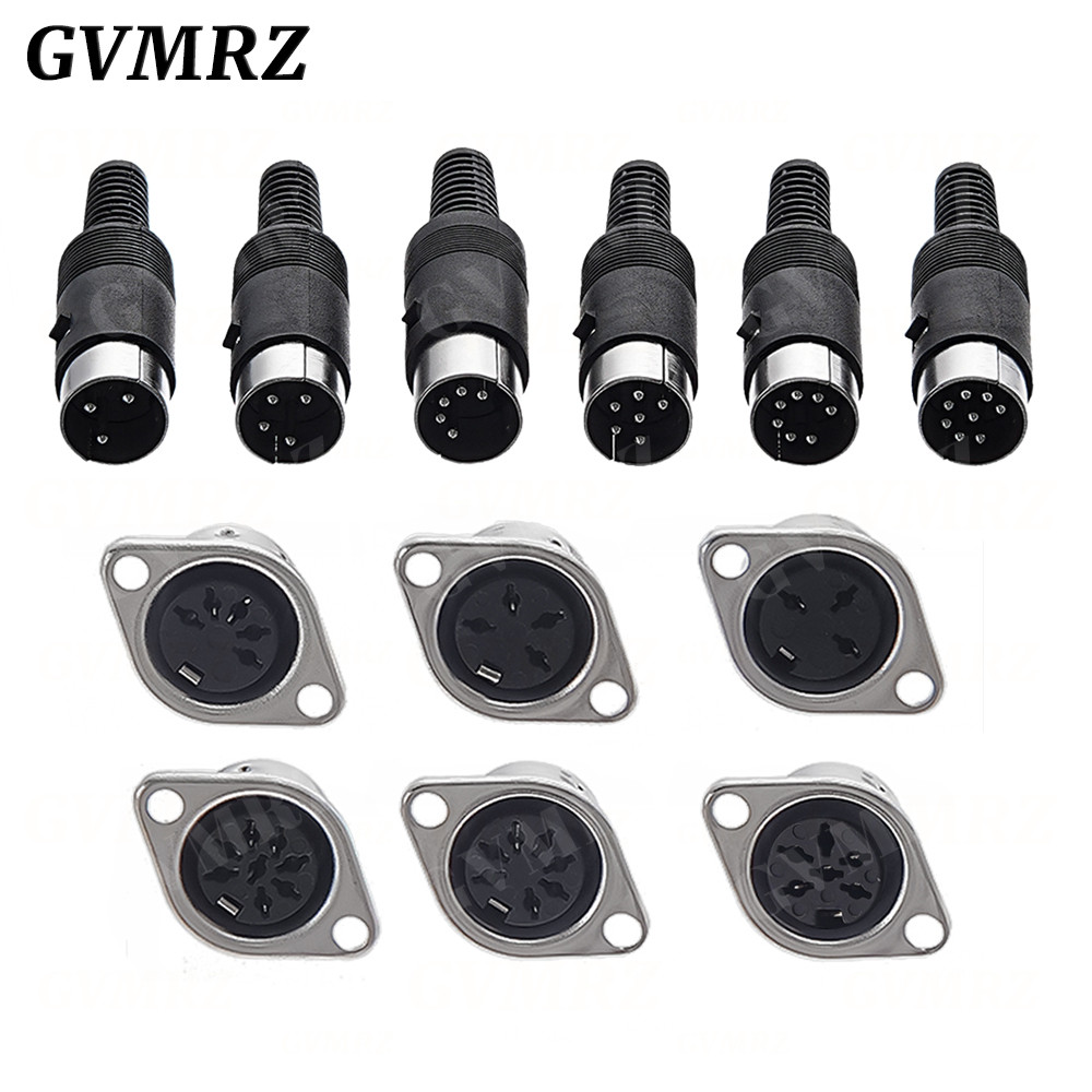 2 ชิ้น/ล็อต 3/4/5/6/7/8PIN แผง Mount ชายหญิงแจ็ค DIN อะแดปเตอร์ MIDI สายเชื่อมต่อ 3P 4P 5P 6P