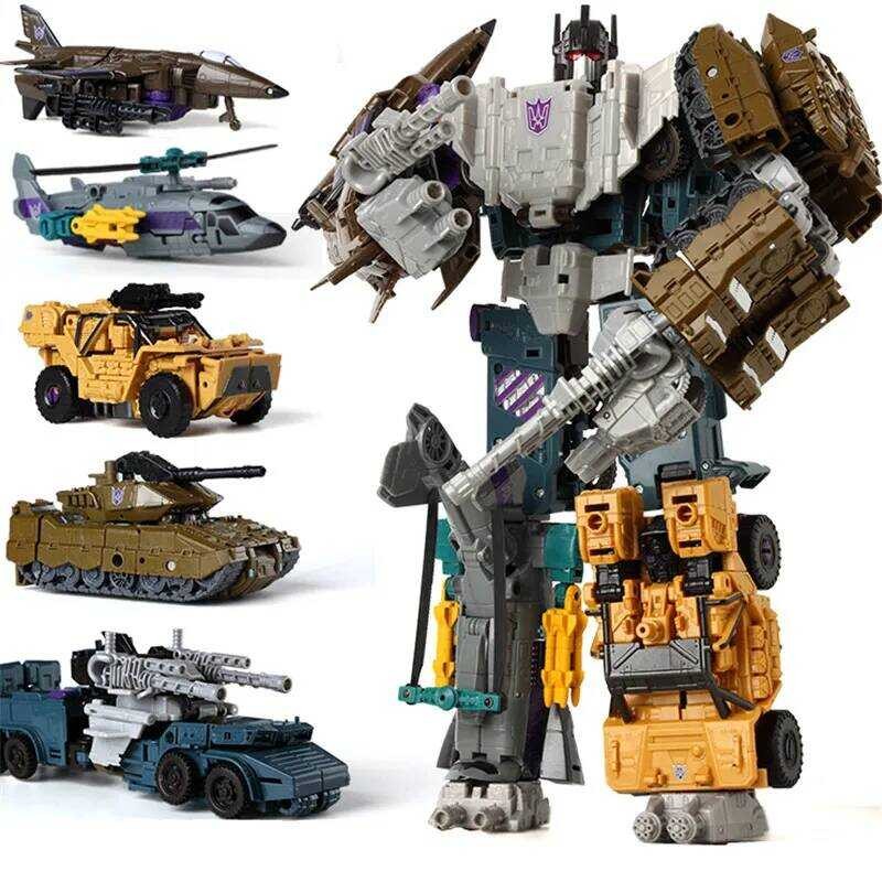C Haizhi 5 IN 1 Transformation Robot Car Toys Anime Devastator Aircraft Tank Model KO Boys Truck Co
