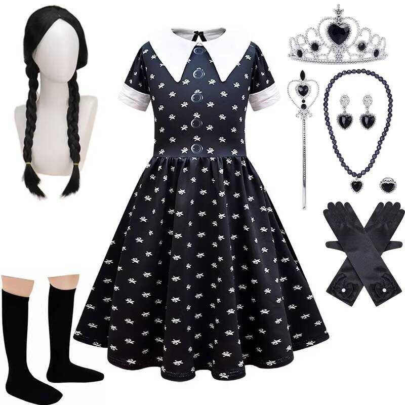 สาวฤดูร้อนชุดเด็ก Wednes Princess Dress day Black Wednesday Adams Family Addams